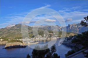 Landscape with town view at the Mediterranean sea in Mallorca island