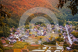 Landscape of Traditional and Historical Japanese village Shirakawago in Gifu Prefecture Japan, Gokayama