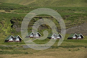 Landscape with Traditional iclandic houses for turists