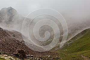 Landscape of Trans-Ili Alatau (Zailiyskiy Alatau) mountain range near Almaty, Kazakhst