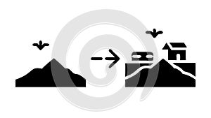 Landscape Transformation Development, Sustainable Growth Progress, vector design Generative AI