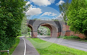 Landscape with a transportation Brick train bridge