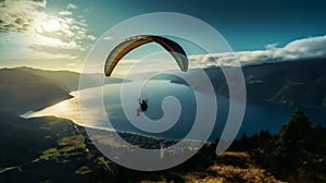 Blue paragliding sky sport mountains parachute nature