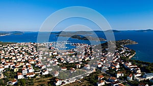 Landscape of Tribunj town with some islands in the background