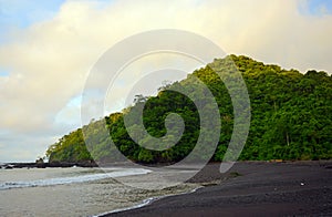 Landscape of tropical hill with beach and ocean