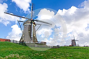 Landscape Two aligned windmills