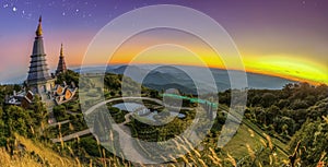 Landscape of Two pagoda at Doi Inthanon