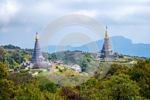 Landscape of two pagoda on Inthanon mountain