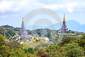 Landscape of two pagoda on Inthanon mountain, Chiang Mai