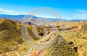 Landscape of typical landform at Binggou Danxia, Zhangye, China