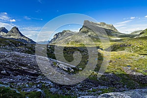 Landscape of the Valldalen Valley towards Trollstigen, Sunnmore, More og Romsdal, Norway