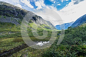 Landscape of the Valldalen Valley towards Trollstigen, Sunnmore, More og Romsdal, Norway