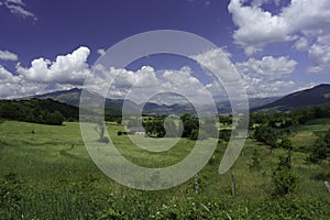 Landscape of Valle Peligna, Abruzzo, view of Cocullo