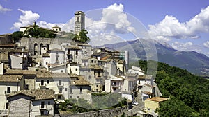 Landscape of Valle Peligna, Abruzzo, view of Goriano Sicoli