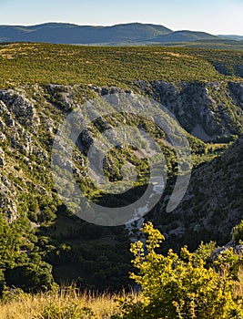 Landscape with a valley of Krupa river in Croatia