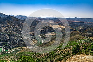 Landscape of a valley between mountains with a river