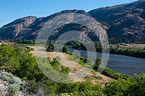 Landscape valley river Okanogan River near Omak Washington