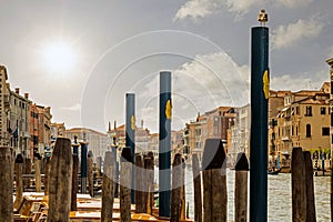 landscape of venice and its grand canal at sunset