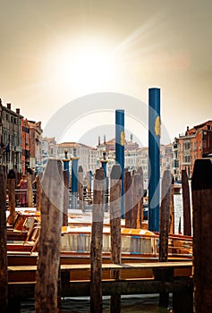 landscape of venice and its grand canal at sunset