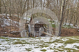 Landscape with vertical wheel water mill in the ASTRA Sibiu museum, Romania