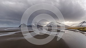 Landscape of Vestrahorn mountaine on Stokksnes