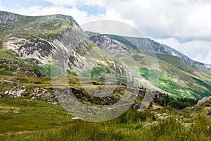 Landscape view across the Ogwen Valley, North Wales, UK