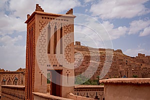 Landscape view of Ait-Ben Haddou village, entrance to the desert.