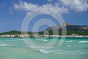 Landscape view of Alcudia Port, Port d`AlcÃÂºdia, northern Mallorca, Balearic Islands, Spain. photo