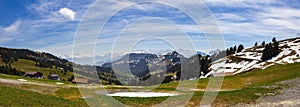 Landscape view of Apls snow mountain with electrical tram