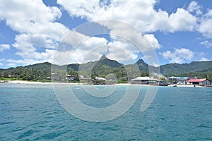 Landscape view of Avarua town Rarotonga Island Cook Islands