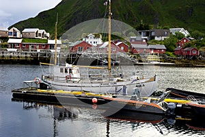 Landscape view of Ballstad port in Lofoten Norway