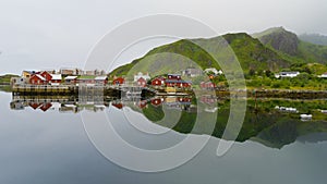 Landscape view of Ballstad port in Lofoten Norway