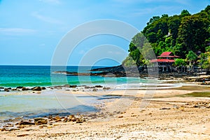 Landscape view of Bamboo Beach at Ko Lanta island, Thailand. Tropical paradise