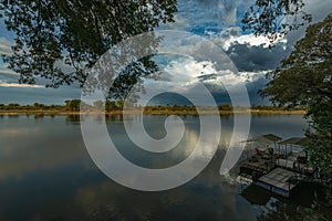 Landscape view on the banks of the Okavango River, Caprivi, Namibia photo