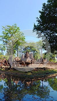 Landscape view of Banteay Srei or Lady Temple in Siem Reap, Cambodia