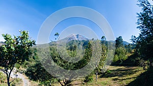 Landscape view of beautiful Merapi Mountain