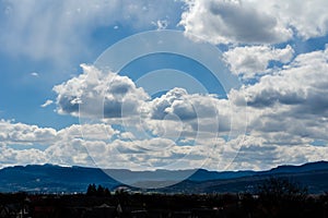 A Landscape view of beautiful sunny sky over the mountain valley