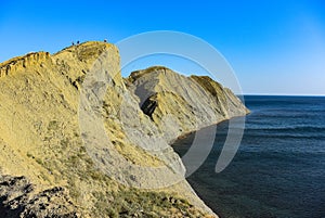 Landscape view of Black Sea coastline near Koktebel resort with Chameleon cape, Crimea, Russian Federation