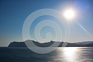 Landscape view of Black Sea coastline near Koktebel resort with Chameleon cape, Crimea, Russian Federation