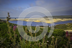 Landscape view on Bordeira beach near Carrapateira on the costa Vicentina in the Algarve in Portugal