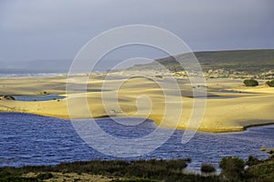 Landscape view on Bordeira beach near Carrapateira on the costa Vicentina in the Algarve in Portugal