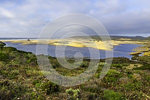 Landscape view on Bordeira beach near Carrapateira on the costa Vicentina in the Algarve in Portugal