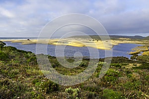 Landscape view on Bordeira beach near Carrapateira on the costa Vicentina in the Algarve in Portugal photo