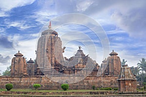 Landscape View of Brahmeswara Temple is an ancient Hindu temple built in 9th century CE, is richly carved inside and out.