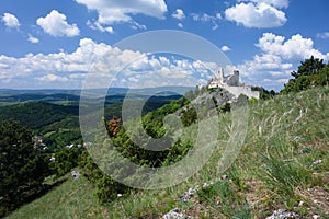 Landscape view with Cachtice Castle ruin