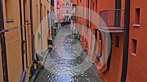 Landscape view of the canal of the river Reno in Bologna