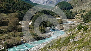 Landscape view of Caucasus mountain river