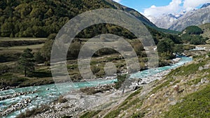 Landscape view of Caucasus mountain river