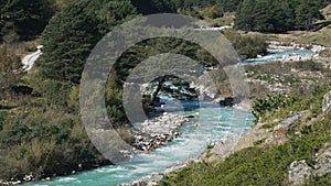 Landscape view of Caucasus mountain river