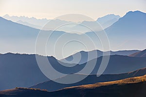 Landscape view of Causasus mountains, Ingushetia, Caucasus, Russia